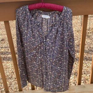 Velvet cotton floral peasant blouse